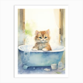 Australian Mist Cat In Bathtub Bathroom 2 Art Print