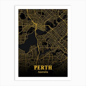 Perth Gold City Map 1 Art Print