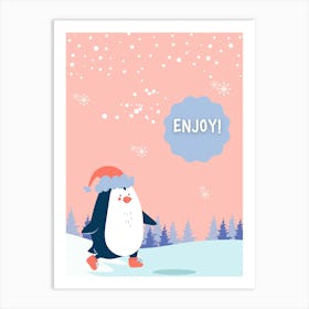 Penguin winter Art Print