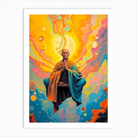 Floating Old Man in Meditation Art Print