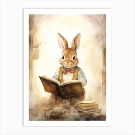 Bunny Reading Rabbit Prints Watercolour 10 Art Print
