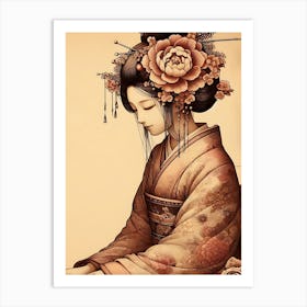 Japan Traditional Geisha Illustration By Ad 177 Art Print