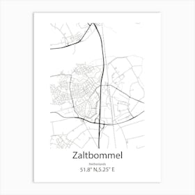 Zaltbommel,Netherlands Minimalist Map Art Print