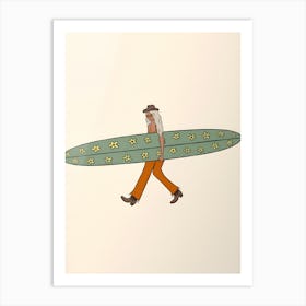 Man Walking With Surfboard Art Print