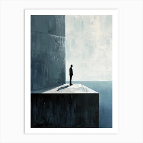 Man Standing On Ledge, Minimalism Art Print