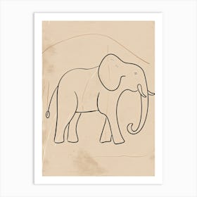 Elephant Drawing - Boho, Line Art Art Print