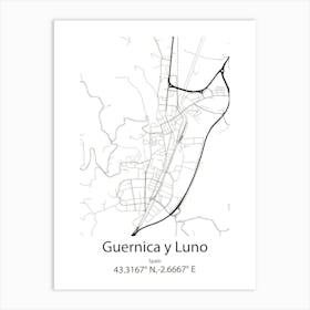 Guernica Y Luno,Spain Minimalist Map Art Print