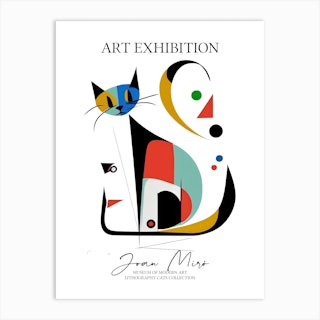 Joan Miro Inspired  Cats Exhibition Poster Art Print