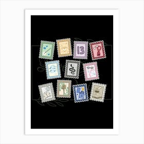 Postage Stamps taylor swift album titles Art Print