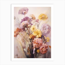 Fall Flower Painting Scabiosa Art Print