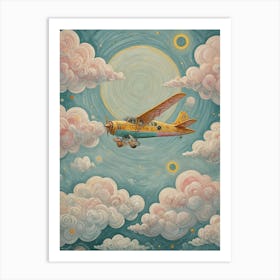 Pastel Airplane In The Sky Art Print