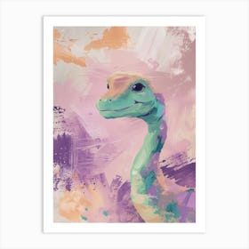 Sweet Lilac & Turquouse Dinosaur Portrait Art Print