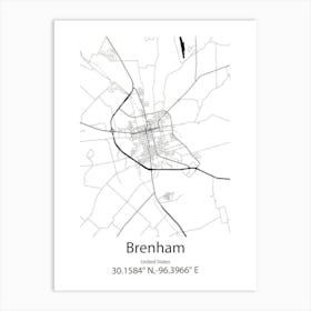 Brenham,United States Minimalist Map 1 Art Print