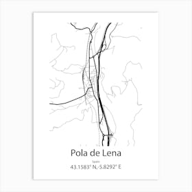 Pola De Lena,Spain Minimalist Map Art Print