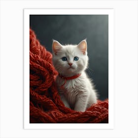 White Kitten With Blue Eyes Art Print