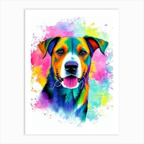 Treeing Walker Coonhound Rainbow Oil Painting Dog Art Print