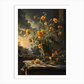 Baroque Floral Still Life Buttercup 1 Art Print