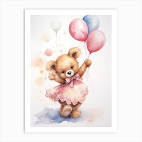 Rhythmic Gymnastics Teddy Bear Painting Watercolour 2 Art Print