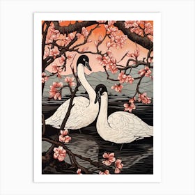 Art Nouveau Birds Poster Swan 1 Art Print