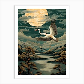 Asian Crane In Flight Art Print