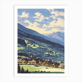 Kitzbühel, Austria Ski Resort Vintage Landscape 4 Skiing Poster Art Print