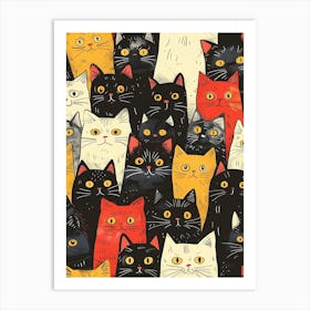 Perfectly Repeatable Artwork With Cute Cat Faces 79 Art Print