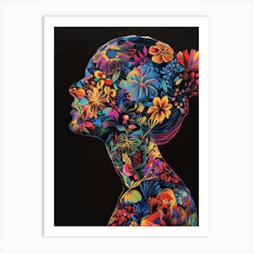 Flower Portrait Of A Woman Art Print