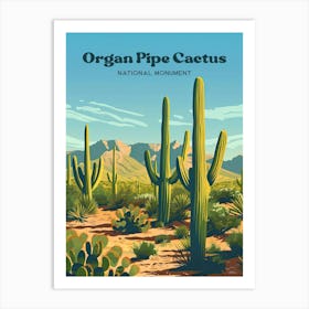 Organ Pipe Arizona Cactus Art Illustration Art Print