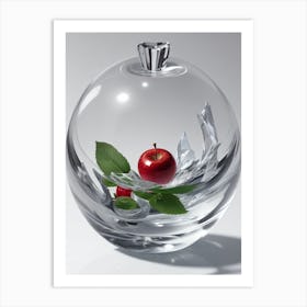 Red Apple In White Crystal 3 Art Print