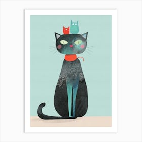 Cat With Owls Art Print