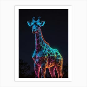 Neon Giraffe Canvas Art Art Print