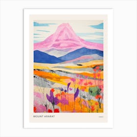 Mount Ararat Turkey 1 Colourful Mountain Illustration Poster Art Print