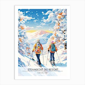 Steamboat Ski Resort   Colorado Usa, Ski Resort Poster Illustration 1 Art Print
