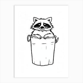 A Minimalist Line Art Piece Of A Crab Eating Raccoon 3 Art Print