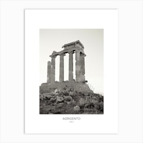Poster Of Agrigento, Italy, Black And White Photo 3 Art Print