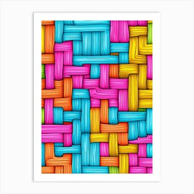 Modern Crochet Illustration Neon Art Print