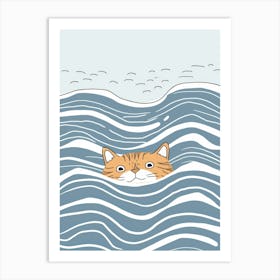 Cat In The Water 3 Art Print