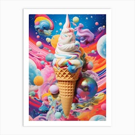 Ice Cream Pop Art Inspired Space Background 3 Art Print
