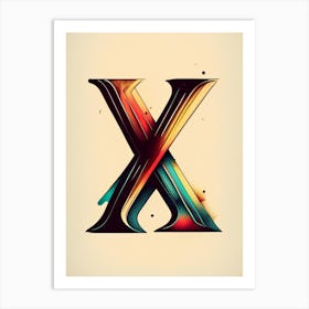 X, Letter, Alphabet Retro Drawing 8 Art Print