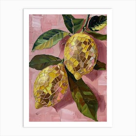 Disco Ball Big Lemons Mosaic Painting Kitchen Art Print