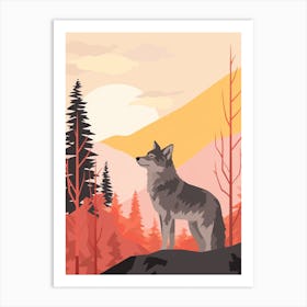Gray Wolf Art Nouveau 4 Art Print
