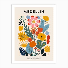 Flower Market Poster Medellin Colombia Art Print