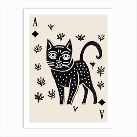 Playing Cards Cat 1 Black And White 3 Art Print