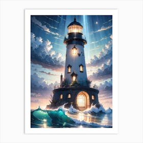 A Lighthouse In The Middle Of The Ocean 58 Art Print