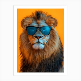 Lion Wearing Sunglasses. Generated AI. Art Print 1 Art Print