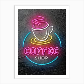 Coffee — Neon food sign, Food kitchen poster, photo art Art Print