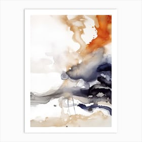 Watercolour Abstract White And Orange 1 Art Print