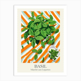 Marche Aux Legumes Basil Summer Illustration 5 Art Print