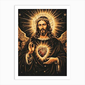 Jesus With Heart Art Print