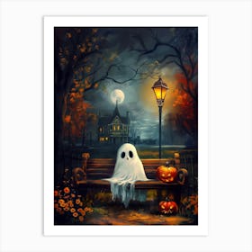 Ghost Sitting On A Bench 7 Art Print